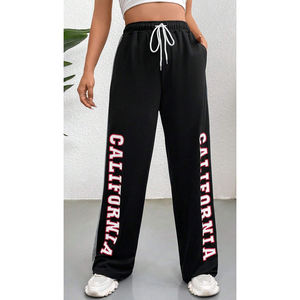 Pantalon de couleur unie à taille haute personnalisé pour femmes, pantalon de survêtement en tissu de haute qualité, vente en gros - Product Image 1