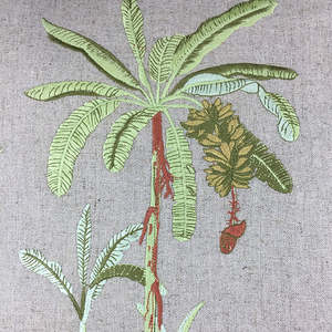 Custom Wholesale Embroidery Banana Tree Natural Linen Square Cushion Cover Functional Pillows & Positioners Removable Washable - Product Image 2