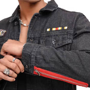 Chaqueta vaquera de retazos ligera para hombre, chaqueta vaquera cómoda de retazos para hombre, chaqueta vaquera de retazos fácil de usar para hombre - Product Image 6