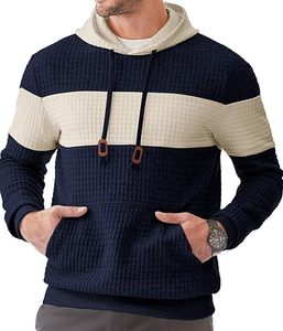 Women's Lightweight <b>Waffle</b> Knit Hooded Pullover Sweatshirt Long Sleeve Drawstring Solid Color <b>Block</b> Pocket Winter ODM XS Size - Product Image 1