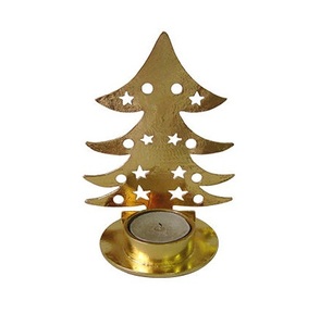 Support votif de lampe de thé en métal fini antique doré de haute qualité pour la décoration de Noël - Product Image 1