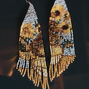 Boucles d'oreilles tressées brodées à la main, perles de rocaille écologique, fleur de bambou, coquille de perle, boucles d'oreilles en rotin pour femmes - Product Image 2