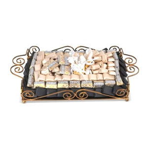 Plateau à chocolat en métal doré de haute qualité avec poignée bonbons au chocolat plaqué or plateaux de service présentoir à Dessert pour événement spécial - Product Image 5