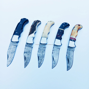 Logotipo personalizado Spot al por mayor Damasco cuchillo Camping cuchillo plegable al aire libre cuchillo de caza con mango de hueso de camello - Product Image 6