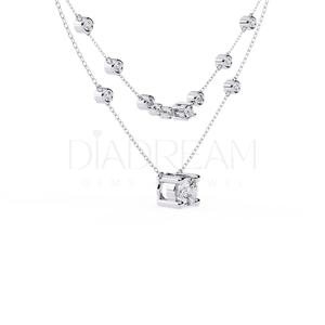 Collier en diamant rond Moissanite pendentif bijoux cadeau en argent sterling 925 bijoux de mode colliers ensemble de lunette collier - Product Image 4