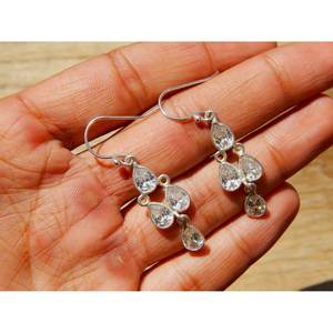 ทำด้วยมือ952เงินสเตอร์ลิงต่างหูเพทายลูกบาศก์ธรรมชาติต่างหูแฟชั่นสำหรับเธอ-รหัสผลิตภัณฑ์ E0961-GS - Product Image 4