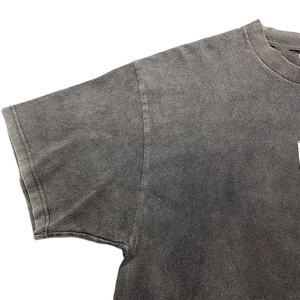 Wholesale Men's Vintage Oversize Acid Wash T-<b>Shirt</b> Custom Logo Two Tone <b>Patchwork</b> Puff Printing 100% Cotton Eco-Friendly - Product Image 2