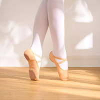 Chaussons de ballet professionnels BAIFA confortables et extensibles à semelle fendue pour femmes adultes, en cuir souple avec doublure en toile, pour l'entraînement de danse