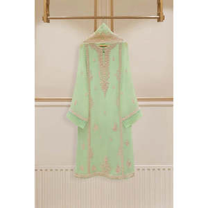 Collection Trendz Vert 100% Fibre de Bambou Fortement Brodé Ensemble Choli Lehenga 2 Pièces pour Mariage - Product Image 1