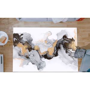 Tapis en marbre gris : Tapis d'appoint contemporain doré scintillant, Tapis imprimé, Tapis en chenille - Product Image 3