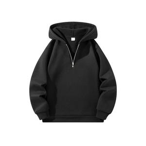 Unisex Custom Logo Half Zip <b>Hoodie</b> Oversized Streetwear Pullover Sweatshirt Cotton <b>Fleece</b> with Solid Pattern Factory Wholesale - Product Image 5