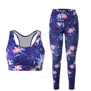 Gym Wear Women Sublimation <b>100</b>% Cotton Yoga Set By Standard International Sets With Customizable <b>Fabric</b> - Product Image 4