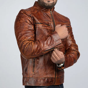 แจ็กเก็ตหนังแท้มีซิปสำหรับผู้ชายแจ็กเก็ตหนังแท้ - Product Image 5