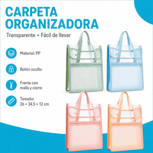 Busta Portadocumenti A4 Trasparente in PVC con Cerniera, Grande Capacità, Maniglia a Rete, Organizzatore Portatile per Esami - Product Image 2