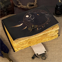 Carnet de croquis fait main en cuir Black Wolf, 200 pages, papier vintage à bords festonnés, journal imprimé, cadeau, carnet de dessin 5x7