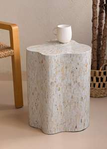 Mesa Auxiliar MOP con Diseño de Mosaico de Concha, Muebles Artesanales de Nácar, Elegante Mesa Lateral Decorativa para el Hogar Moderno - Product Image 4