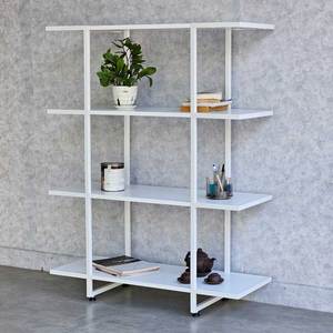 4-Tier Bookshelf KS68229 94x35x120(cm) White Iron Frame Standing Type for Living Room Installation - Product Image 2