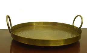 Bandeja de servicio de latón para restaurante de hotel y decoración del hogar Bandeja rodante de metal Bandeja de servicio rectangular por fabricante indio - Product Image 3