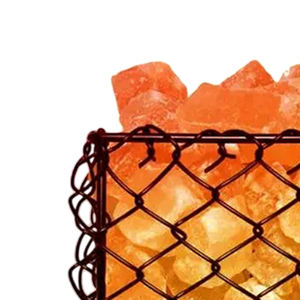 Wholesale Home Decoration Natural Crafts Customized Iron Basket Himalayan Pink Salt Lamp - Product Image 3
