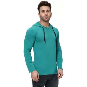 Camiseta con capucha de manga larga de verano para hombre de algodón con mangas completas al por mayor - Product Image 4