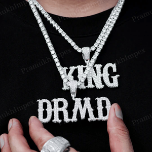 VVS Moissanite Studded Gold Plated 925 Sterling Silver for Pendant Custom City Font Name Unisex Hip Hop Full Iced Jewelry Party - Product Image 2