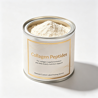Étiquettes en paillettes dorées gaufrées et imperméables pour pots de poudre de collagène, fournies par l'usine Haoxuan, pour l'emballage nutritionnel