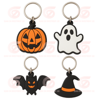 Llavero de PVC Personalizado de Halloween |   Llavero de goma con diseño de sombrero de bruja y calabaza 3D, multifunción, ecológico, sin níquel, regalos