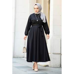 Vestido Hijab con Cinturón para Mujer 100MD-10528 Negro Turquía - Product Image 6