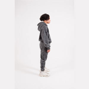 ชุดเซ็ตเสื้อฮู้ดดี้และกางเกงจ็อกเกอร์พิมพ์ลาย DTG แบบกำหนดเอง 400gsm สไตล์ซันเฟด แอซิดวอช ดิสเทรส ไทได ไซส์พลัส สำหรับฤดูหนาว - Product Image 1