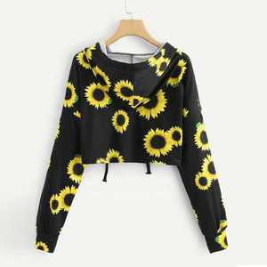 Sudadera con Capucha para Mujer, con Estampado Frontal, de Forro Polar, para Gimnasio, Ejercicio, Fitness, Top Corto, 100% Algodón - Product Image 2