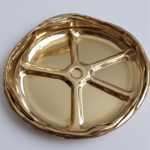 Serveur de fruits secs de luxe décoratif en verre aluminium avec trois bols à feuilles liées dans des intérieurs de salle à manger de couleur personnalisée - Product Image 2