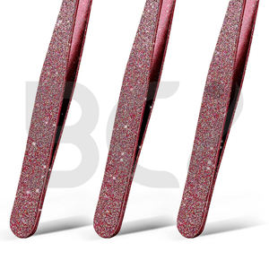 Pinces à épiler pour sourcils de qualité supérieure, 3 pièces, couleur rose, acier inoxydable, pointe pointue - Product Image 3