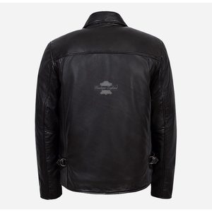 Indiana Jones <b>Men's</b> Classic <b>Brown</b> Genuine <b>Leather</b> <b>Jacket</b> Water-Proof Zippered with Embroidered Features Autumn Size XS - Product Image 2