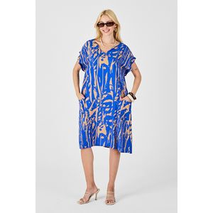 Abito Midi Oversize con maniche a pipistrello con scollo a V in tessuto a maglia confezionato singolo - Product Image 3