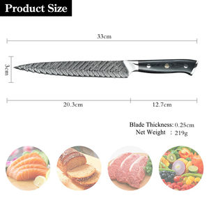 Vente en gros personnalisé OEM ODM coutellerie usine vente à chaud de couteaux à trancher damas à motif de plumes à poignée faite à la main - Product Image 6