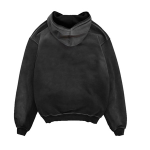 Custom Logo Streetwear Cotton Vintage Men's Hoodies Heavyweight Acid <b>Wash</b> Oversized Distressed Hoodie - Product Image 3