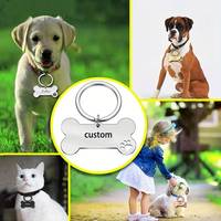 Forma de hueso de acero inoxidable personalizada con etiqueta de identificación de perro en blanco de pata para grabar información de mascotas
