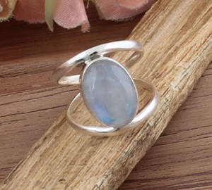 Anillo de Plata de Ley 925 con piedra lunar de arcoíris Natural, anillo de piedras preciosas hecho a mano, joyería Bohemia Vintage para mujer, Idea de regalo - Product Image 2