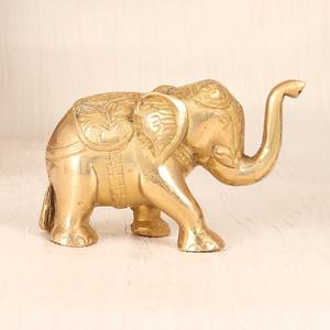 Sculptures d'éléphant en bronze doré en laiton indien fait à la main Figurine Statue Home Decor Articles cadeaux Longueur: 15.00 CM SNH-905 - Product Image 5