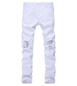 Venta al por mayor de alta calidad por encargo de los hombres de verano Ins estilo Jeans Pantalones de cintura media alta tela de algodón Casual/Jogging bajo MOQ venta - Product Image 1