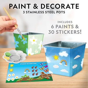 NATIONAL GEOGRAPHIC Kit de culture d'herbes pour enfants-Décorez 3 pots avec peinture et autocollants, ensemble de jardinage pour enfants - Product Image 3