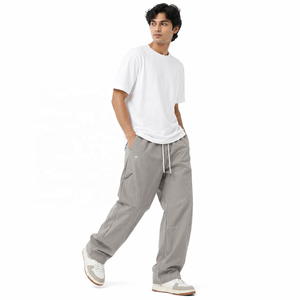 Pantalones deportivos de nailon arrugado con forro de malla interior, bolsillos laterales, antiarrugas, talla grande, corte holgado, estilo baggy para hombre. - Product Image 6
