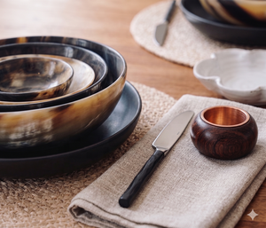 Ensemble de bols à salade et à fruits vintage en corne de buffle sculptée, vaisselle indienne en corne, idéal pour les cadeaux d'affaires - Product Image 5