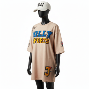 Camiseta Extra Grande de Algodón para Mujer, Tejido Jersey Transpirable y Grueso con Logotipo Bordado, Camiseta Extra Grande 100% Algodón para Mujer - Product Image 4