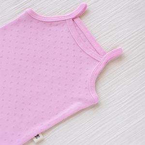 Débardeur tricoté rose sans manches pour bébé fille, en coton respirant, col rond, décontracté, pour l'été, 0-24 mois - Product Image 3