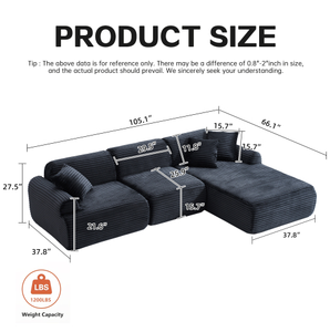 Proveedores de Dropshipping de Shopify de China, Sofá Seccional Moderno Relleno de Esponja para Apartamento y Villa, 1 Pieza, Almacén en EE. UU. - Product Image 3