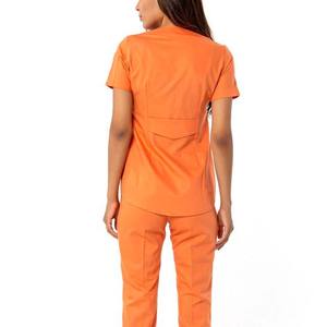 Ensembles d'uniformes de gommage d'infirmière à manches courtes costume de gommage personnalisé uniformes d'hôpital gommages de soins infirmiers médicaux polyester nylon couleur orange - Product Image 5