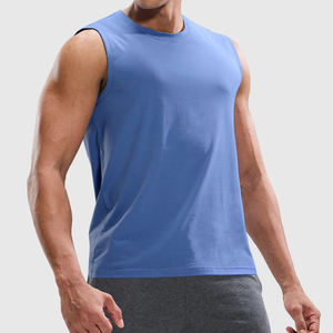 Chaleco deportivo para hombre, camiseta sin mangas de secado rápido con cuello redondo, camiseta sin mangas holgada abierta de Color sólido - Product Image 3