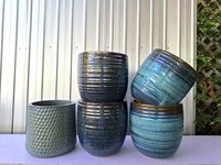 Pots de fleurs en céramique émaillée moderne vietnamienne pour la maison, le jardin, le bureau et l'hôtel-Jardinières durables faites à la main