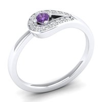 REYES Nouvelle Arrivée Bagues de Fiançailles en Argent Sterling 925 avec Moissanite pour Femmes, Pierre Précieuse Améthyste Ronde, Vente en Gros de Bijoux Fins